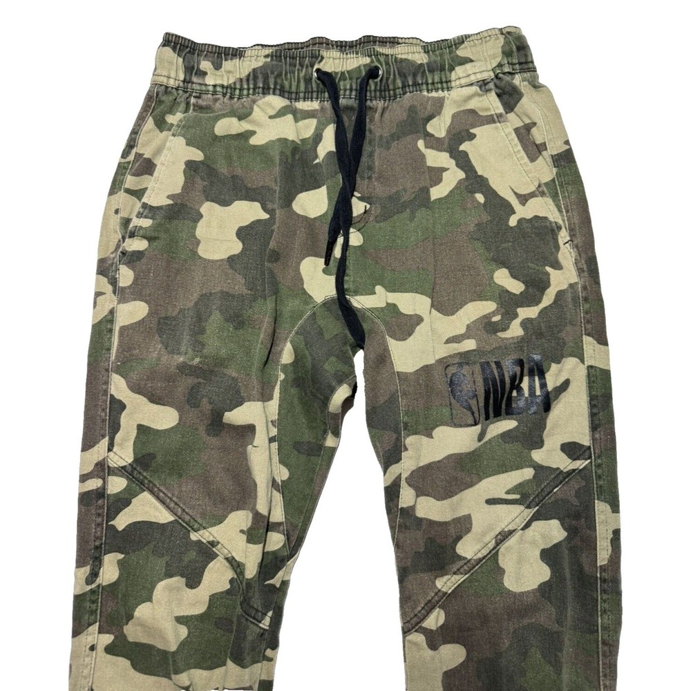 NBA Official Mens Camouflage Zip Cuff Jogger Pants Small Cotton EUC